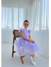 Feifei Sleeves Lavender Tulle Flower Girl Dress